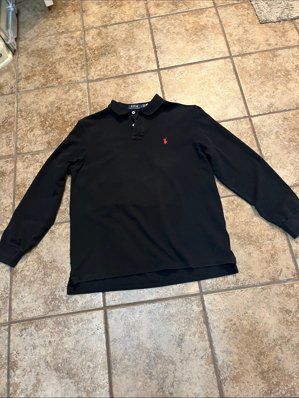 Polo by Ralph Lauren Black  Long-Sleeve Polo with Red Pony - Picture 9 of 9
